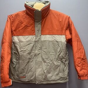 NEW Cabela's Men's Sherpa Lined Puffer Bomber Jacket Size Large Orange Brown